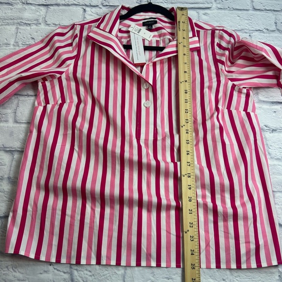 NWT Talbots Red/Pink and White Striped “No Iron” Blouse - Picture 8 of 11